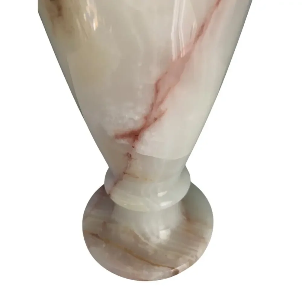 12” Onyx Marble Stone Table Vase Tall Heavy Genuine Polished Flower Cream Ivory - Picture 14 of 14